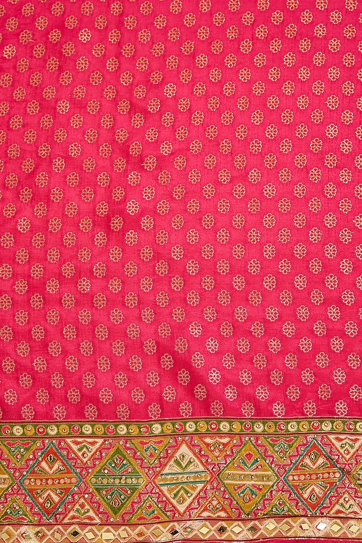 Multi-Colored Satin Silk Mirror Embellished Festive Saree Set by NARMADESHWARI at Pernia's Pop Up Shop