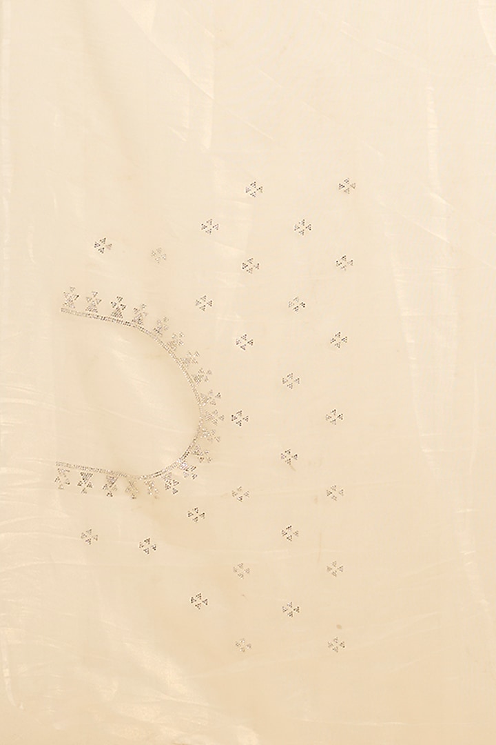 Ivory Organza Swarovski Embellished Festive Saree Set by NARMADESHWARI at Pernia's Pop Up Shop