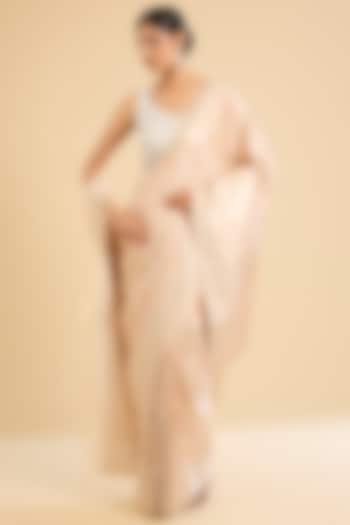 Yellow Satin Silk Zari Weaved Festive Saree Set by NARMADESHWARI at Pernia's Pop Up Shop