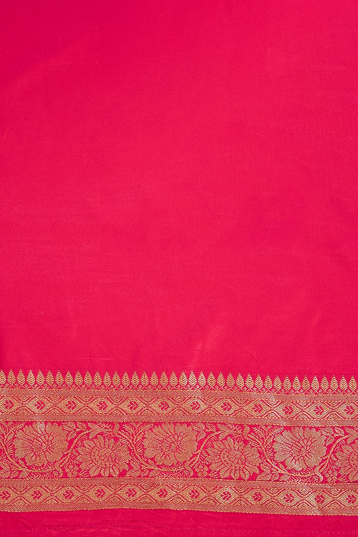 Rani Pink Satin Silk Banarasi Festive Saree Set by NARMADESHWARI at Pernia's Pop Up Shop