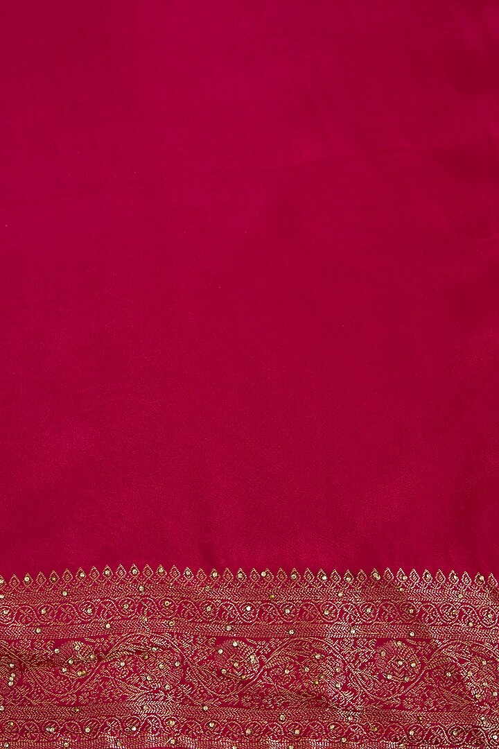 Rani Pink Banarasi Silk Swarovski Embellished Party Wear Saree Set by NARMADESHWARI at Pernia's Pop Up Shop