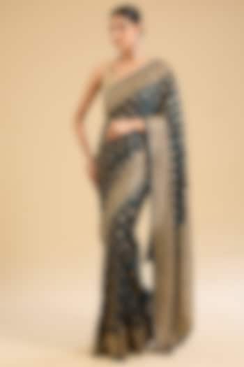 Blue Georgette Cutdana Embellished Party Wear Saree Set by NARMADESHWARI at Pernia's Pop Up Shop