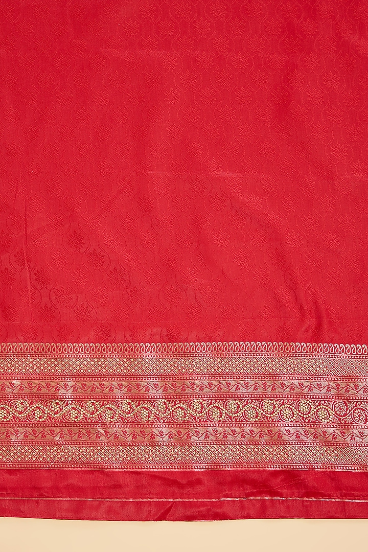 Pink Banarasi Satin Silk Swarovski Embellished Festive Saree Set by NARMADESHWARI at Pernia's Pop Up Shop