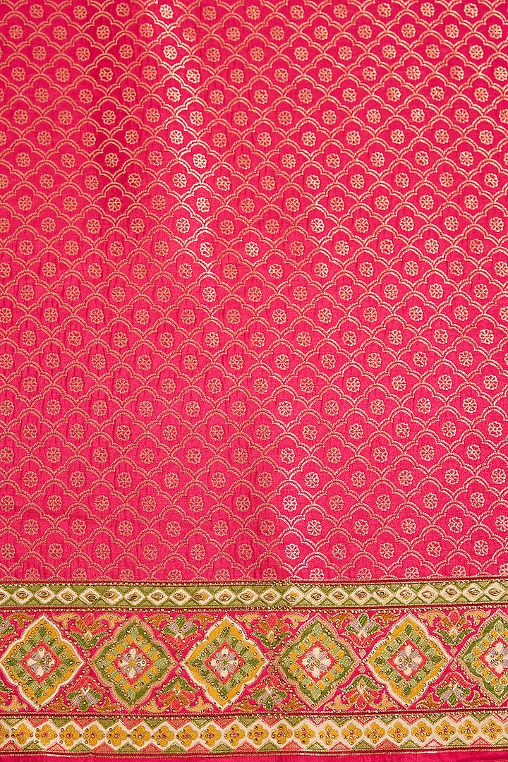 Multi-Colored Satin Silk Embroidered Festive Saree Set by NARMADESHWARI at Pernia's Pop Up Shop