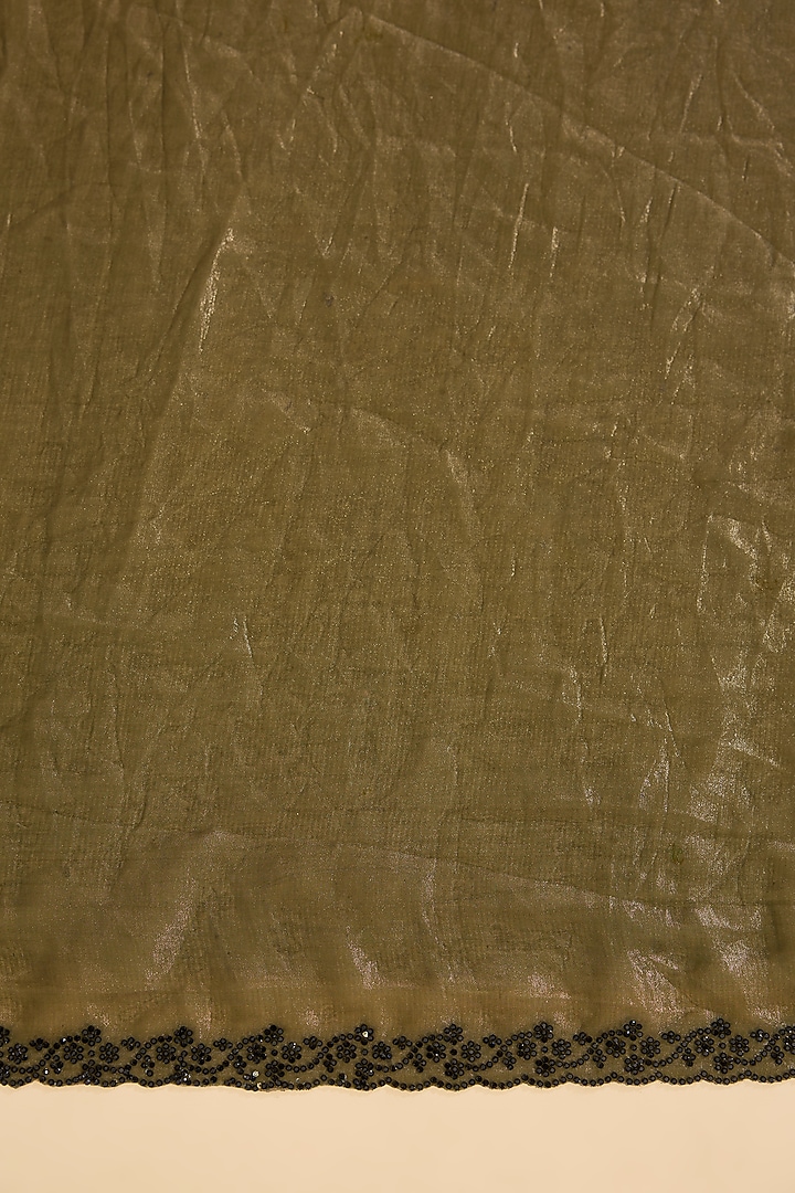 Green Tissue Embroidered & Printed Festive Saree Set by NARMADESHWARI at Pernia's Pop Up Shop