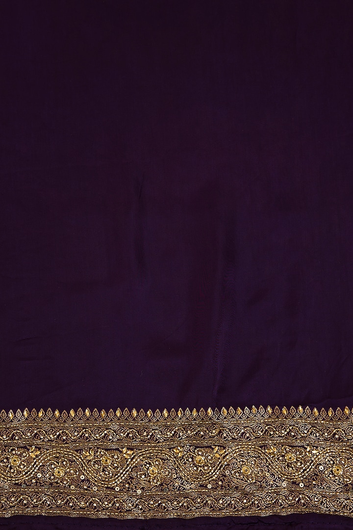 Purple Satin Silk Zari & Cutdana Embroidered Party Wear Saree Set by NARMADESHWARI at Pernia's Pop Up Shop