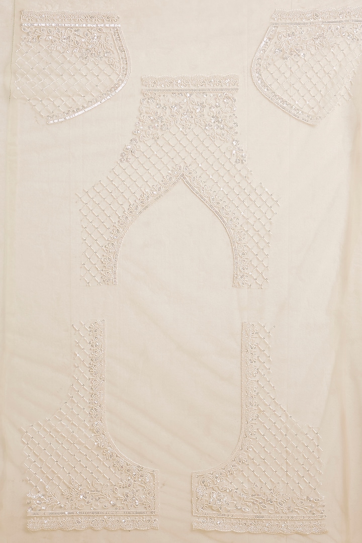 Cream Net Cutdana & Sequin Embellished Party Wear Saree Set by NARMADESHWARI at Pernia's Pop Up Shop