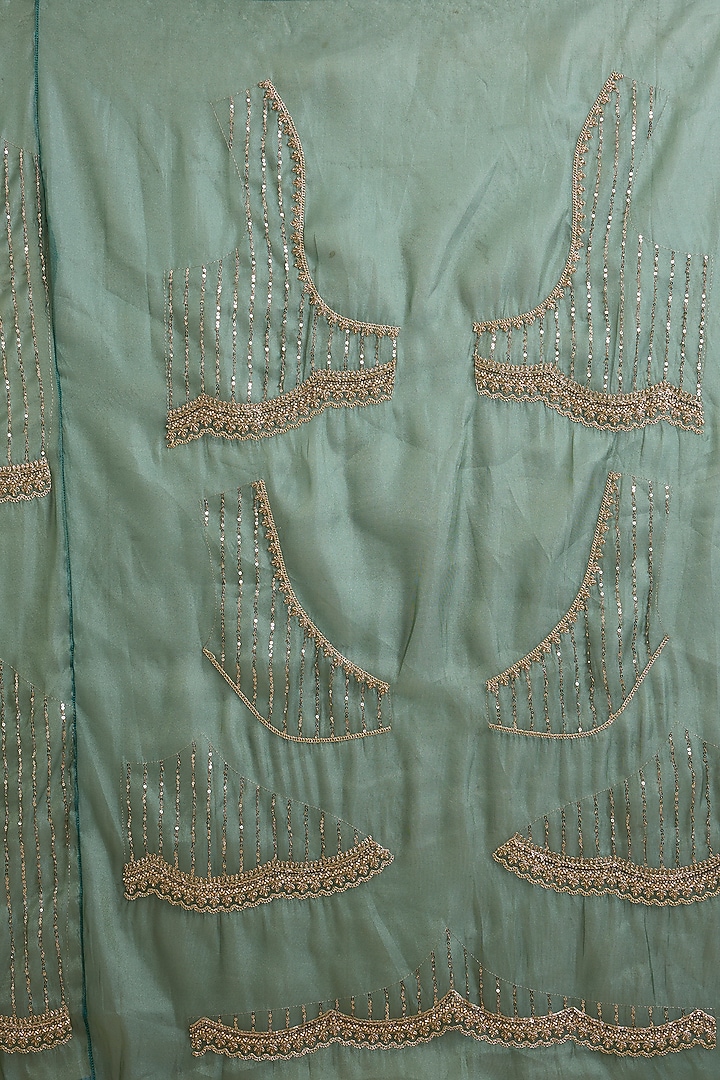 Sky Blue Tissue Cutdana Embroidered Festive Saree Set by NARMADESHWARI at Pernia's Pop Up Shop