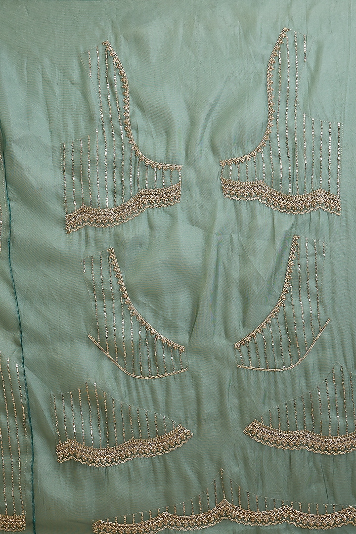 Sky Blue Tissue Cutdana Embroidered Festive Saree Set by NARMADESHWARI at Pernia's Pop Up Shop