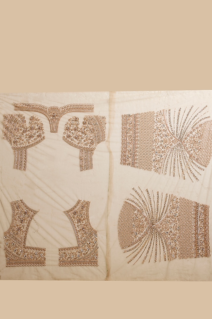 Golden Net Cutdana & Sequin Embellished Party Wear Saree Set by NARMADESHWARI at Pernia's Pop Up Shop