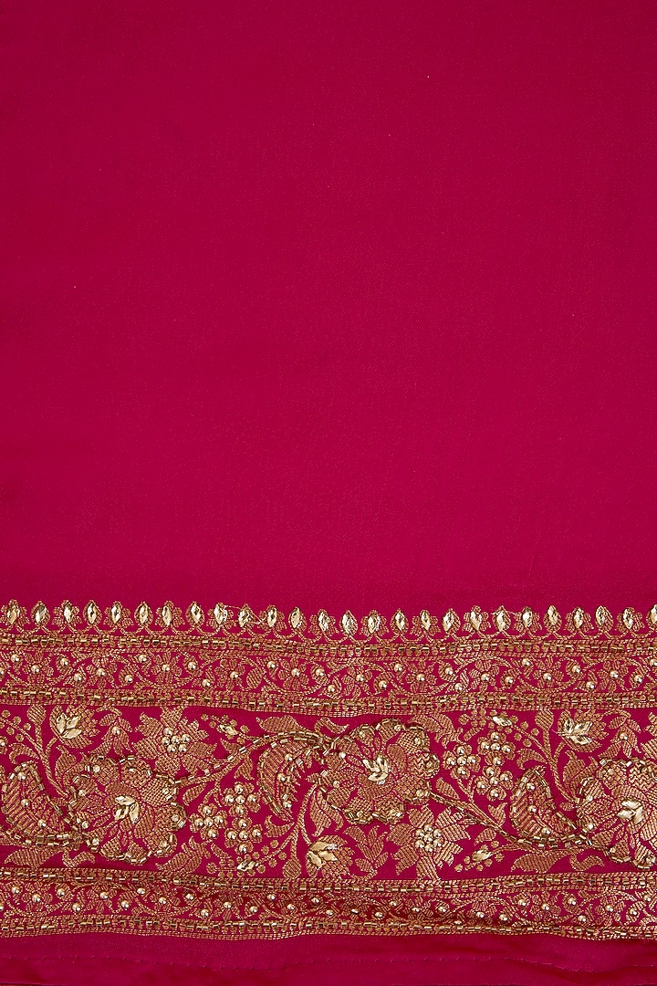 Magenta Satin Silk Zari & Cutdana Embroidered Party Wear Saree Set by NARMADESHWARI at Pernia's Pop Up Shop