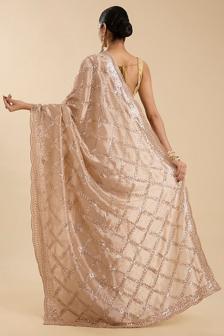 Sky Blue Tissue Cutdana Embroidered Party Wear Saree Set by NARMADESHWARI at Pernia's Pop Up Shop