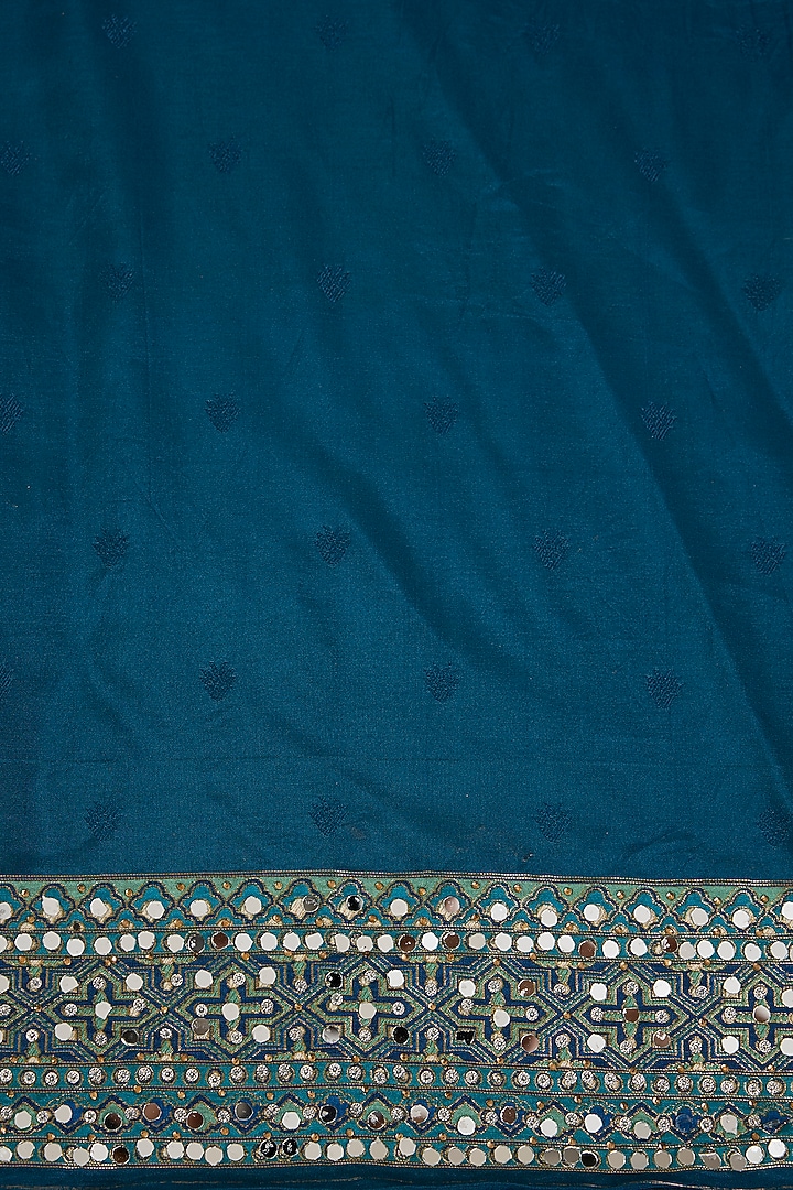Multi-Coloured Crepe Zari & Mirror Embroidered Party Wear Saree Set by NARMADESHWARI at Pernia's Pop Up Shop