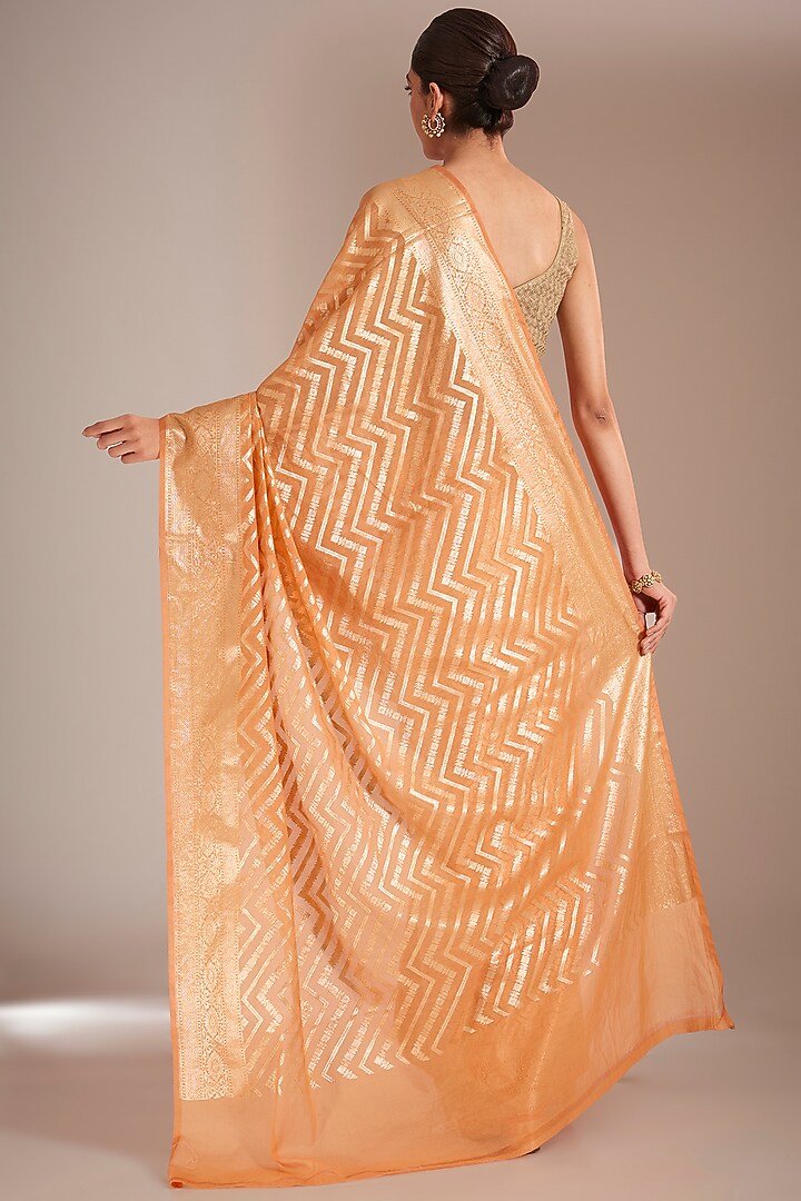 Orange Cotton Silk Zari Work Festive Saree Set by Narmadeshwari at Pernia's Pop Up Shop