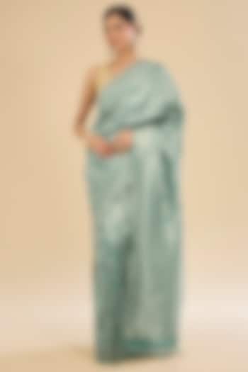 Sky Blue Tissue Silk Zari Embroidered Festive Saree Set by Narmadeshwari at Pernia's Pop Up Shop