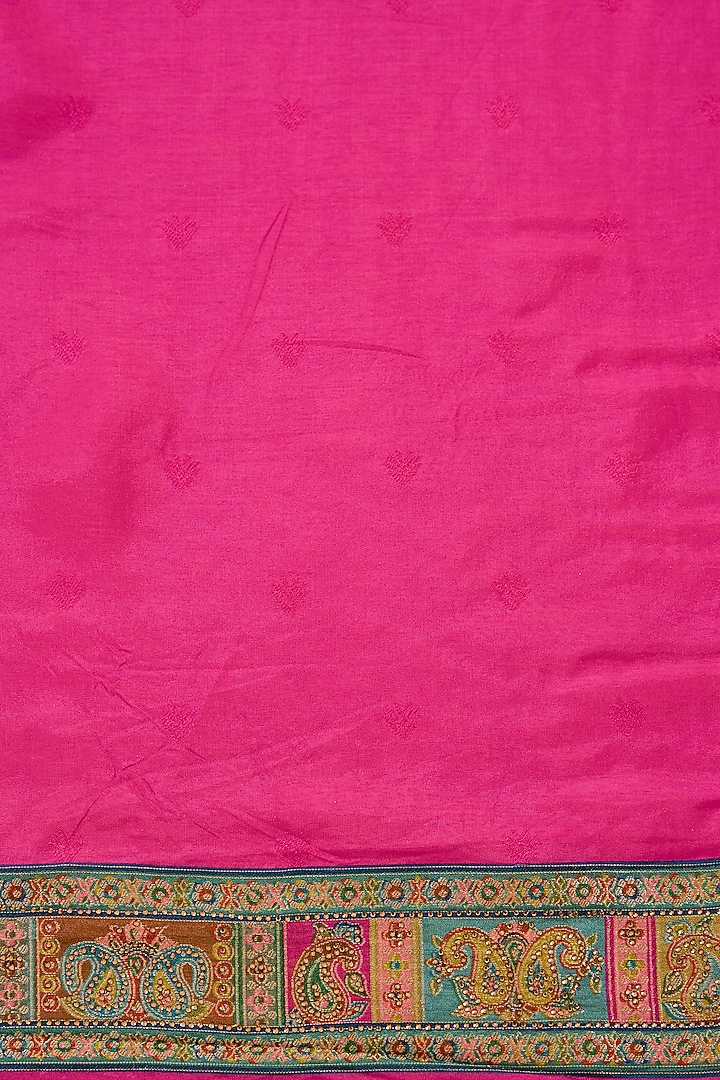 Hot Pink Crepe Silk Sequins Embroidered Party Wear Saree Set by Narmadeshwari at Pernia's Pop Up Shop