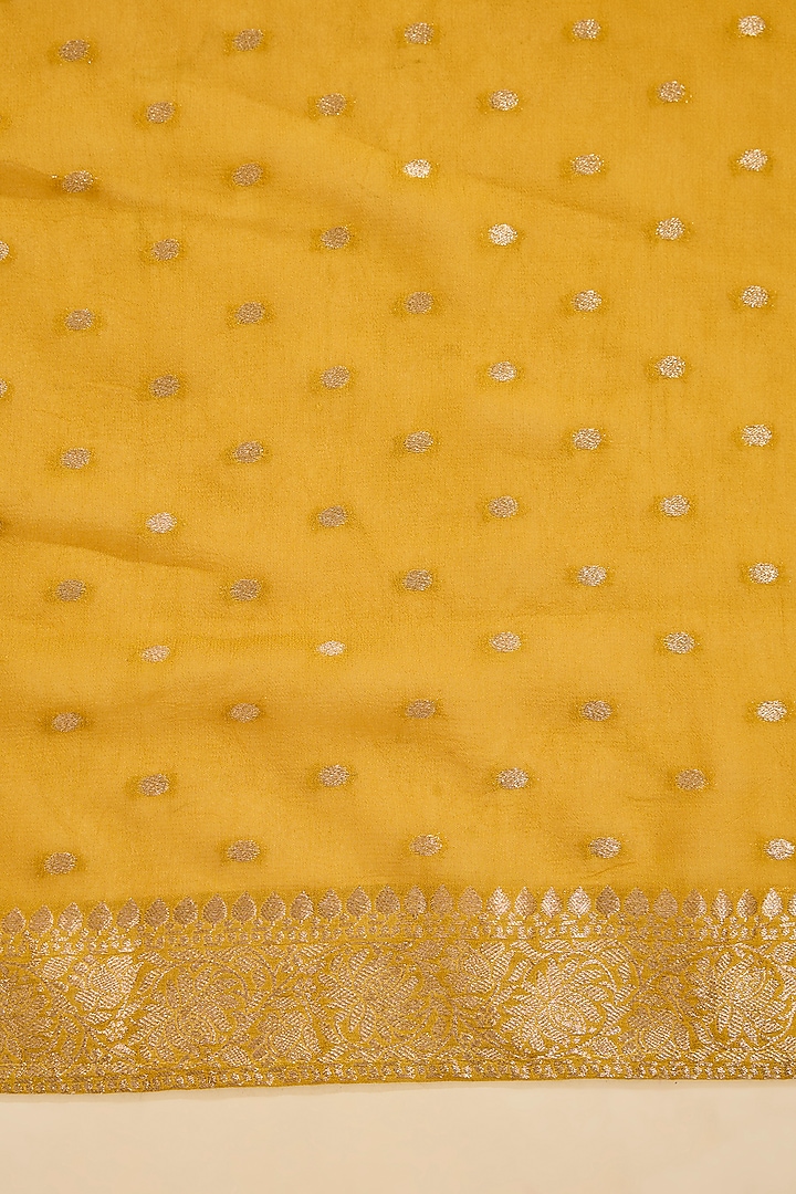 Mustard Georgette Boota Embroidered Festive Saree Set by Narmadeshwari at Pernia's Pop Up Shop