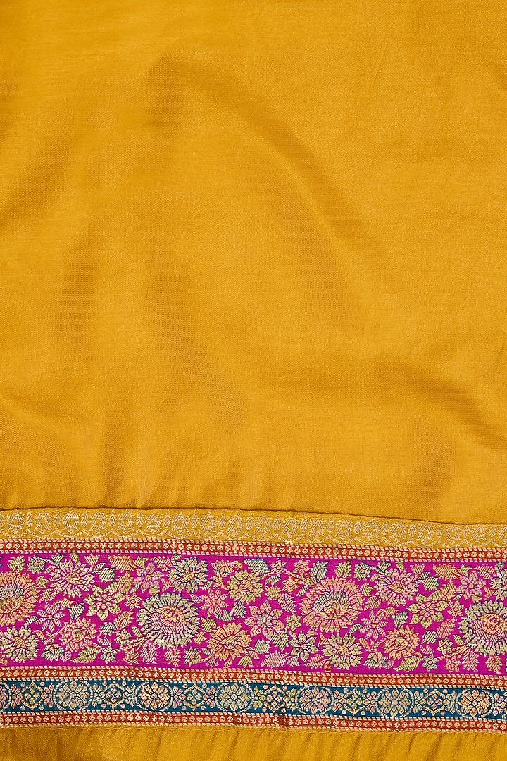 Mustard Silk Jamdani Embroidered Festive Saree Set by Narmadeshwari at Pernia's Pop Up Shop