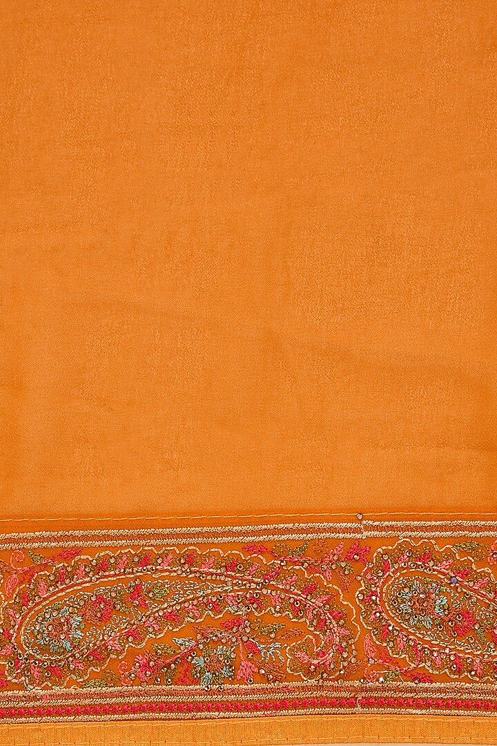 Mustard Georgette Kashmiri Hand Embroidered Festive Saree Set by Narmadeshwari at Pernia's Pop Up Shop