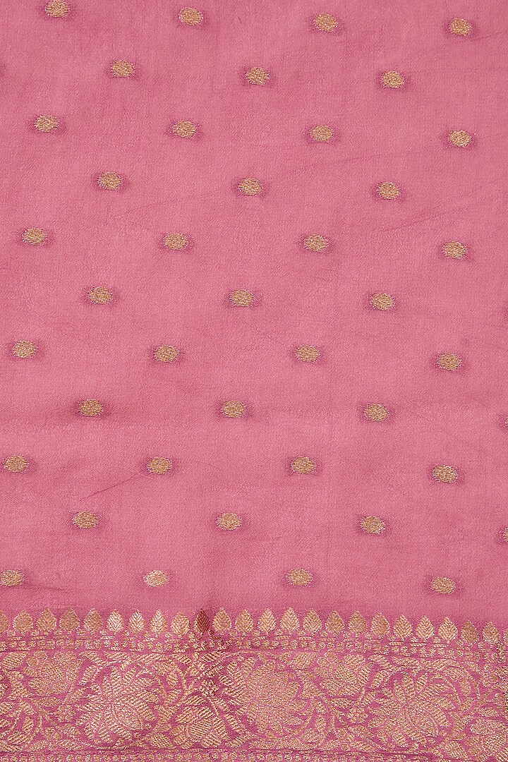 Pink Khaddi Georgette Embroidered Festive Saree Set by NARMADESHWARI at Pernia's Pop Up Shop