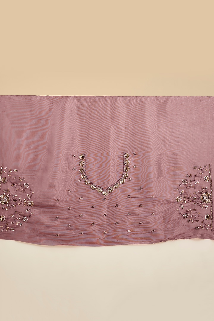Pink Tissue Embroidered Party Wear Saree Set by NARMADESHWARI at Pernia's Pop Up Shop