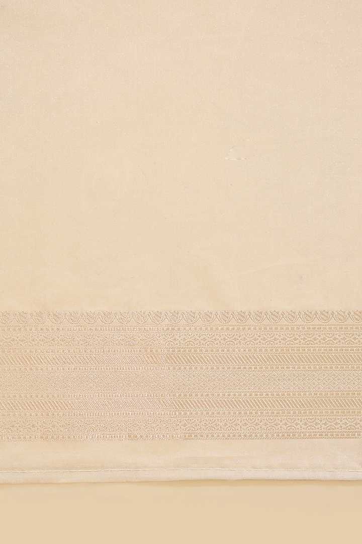 Beige Tissue Silk Embroidered Festive Saree Set by NARMADESHWARI at Pernia's Pop Up Shop