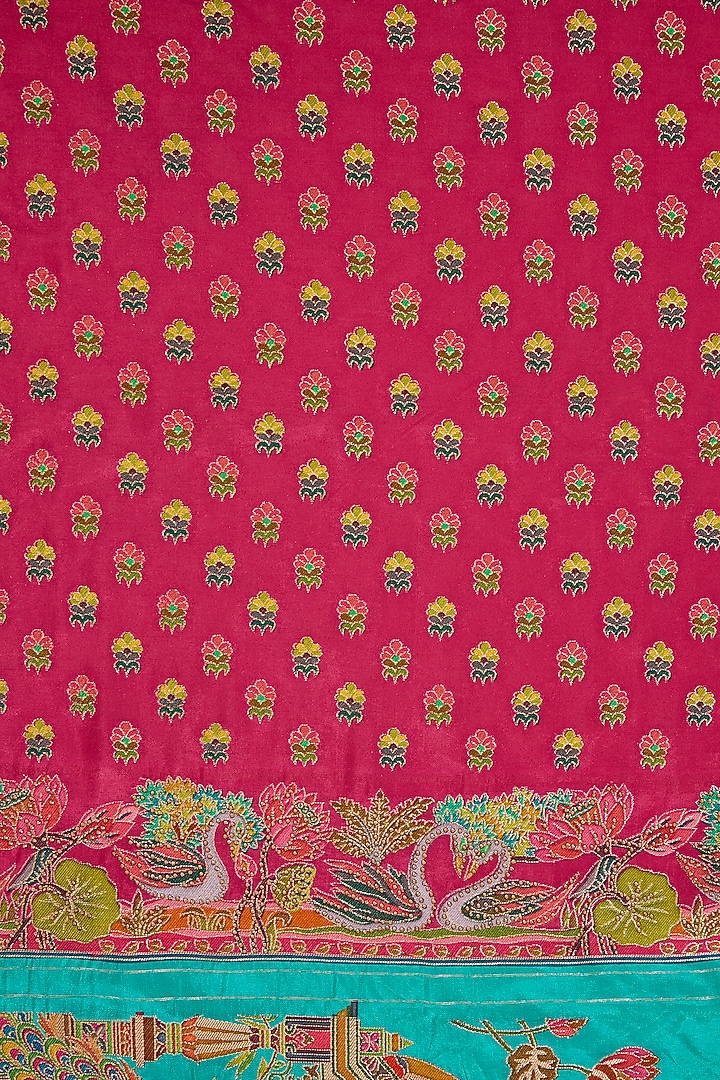 Green Crepe Silk Printed Party Wear Saree Set by NARMADESHWARI at Pernia's Pop Up Shop
