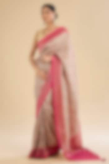 Beige Blend Silk Party Wear Saree Set by NARMADESHWARI at Pernia's Pop Up Shop