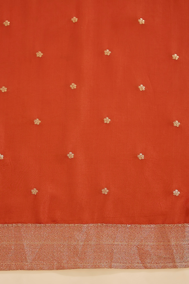 Red Crepe Silk Embroidered Festive Saree Set by NARMADESHWARI at Pernia's Pop Up Shop