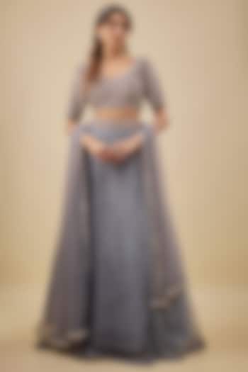 Grey Organza  dulhan bday 22 may Lehenga Set by NAS at Pernia's Pop Up Shop