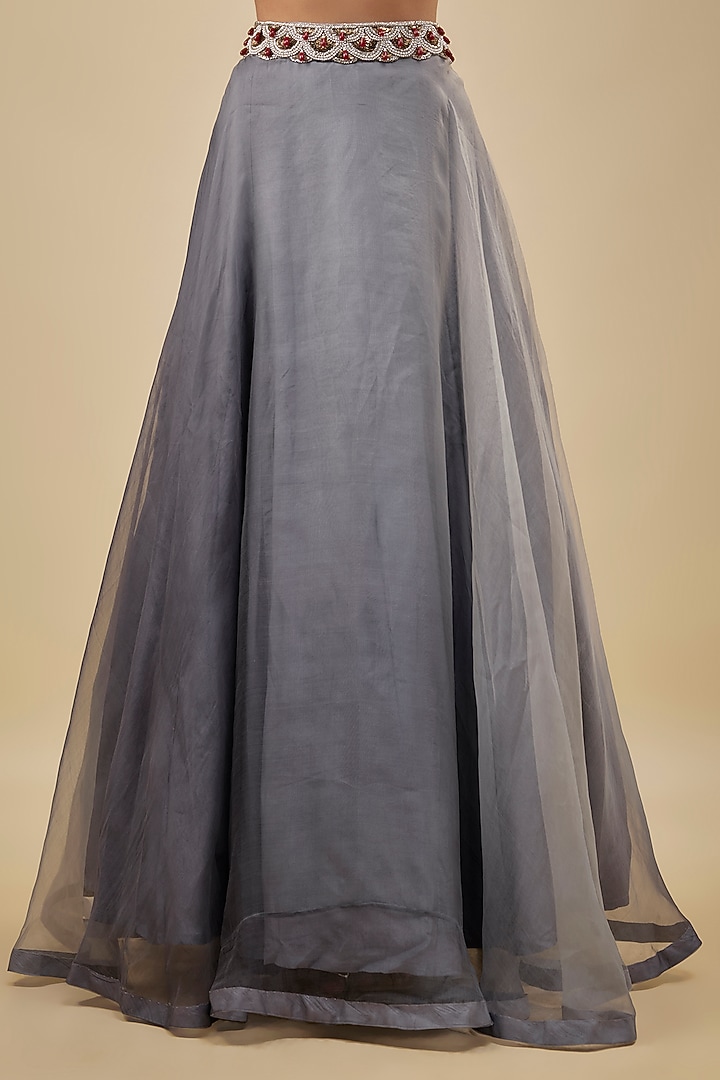 Grey Organza Wedding Lehenga Set by NAS at Pernia's Pop Up Shop