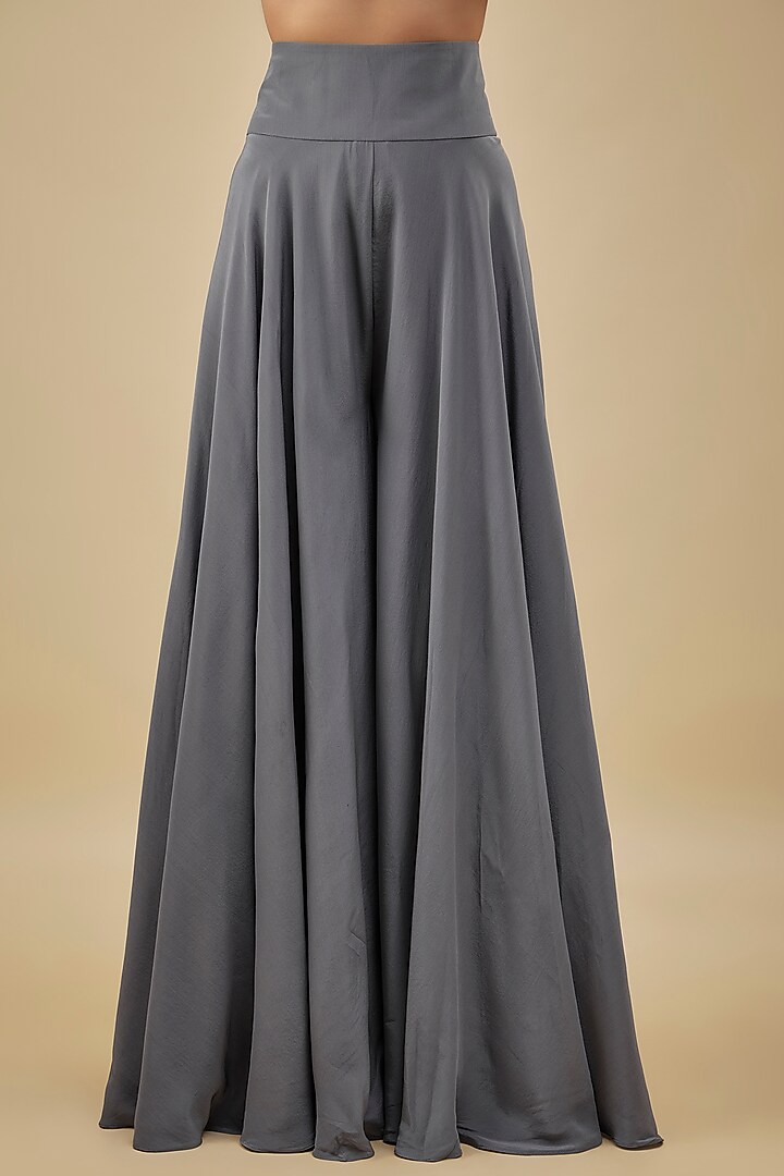 Grey Crepe High-Waist Flared Pant Set by NAS at Pernia's Pop Up Shop
