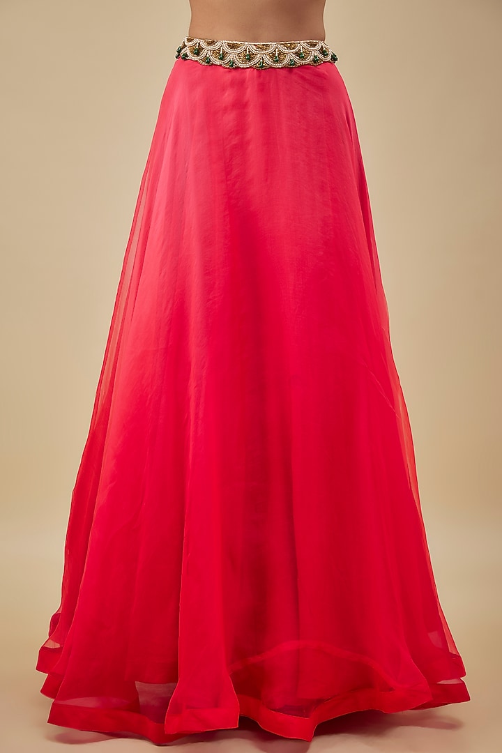 Red Organza Wedding Lehenga Set by NAS at Pernia's Pop Up Shop