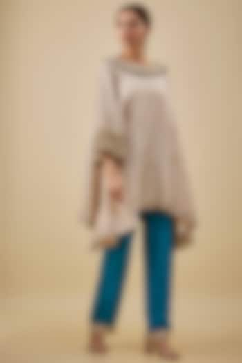 Gold Tissue Metal Tikki Hand Embroidered Kurta Set by NAS at Pernia's Pop Up Shop