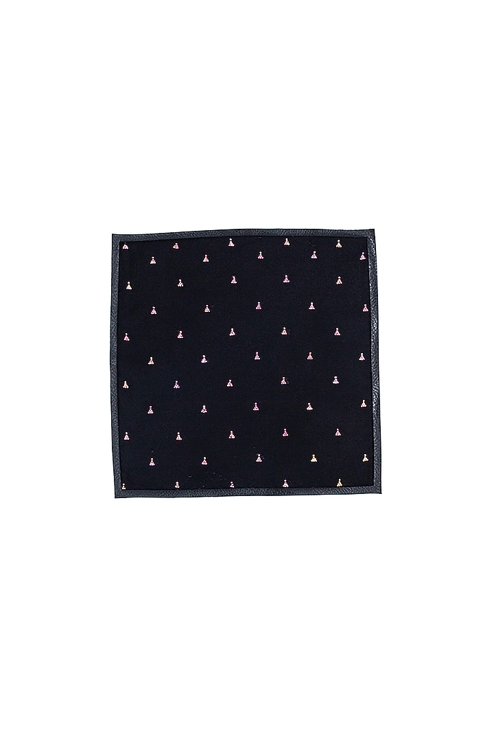 Black Twill Silk Diamante Stud Embellished Pocket Square by S&N by Shantnu Nikhil Men at Pernia's Pop Up Shop