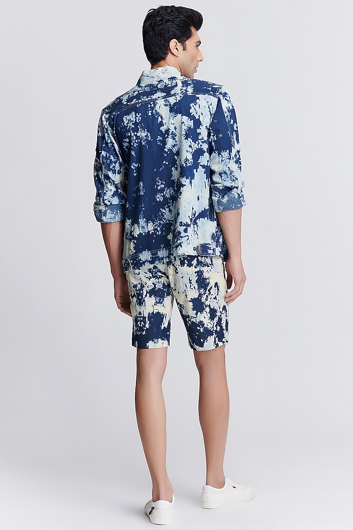 Navy Blue Denim Wedding Shirt by S&N by Shantnu Nikhil Men at Pernia's Pop Up Shop