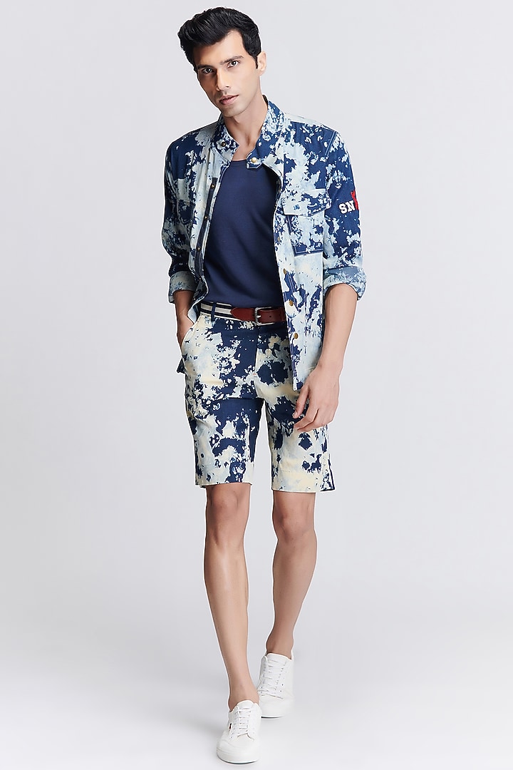 Navy Blue Denim Wedding Shirt by S&N by Shantnu Nikhil Men at Pernia's Pop Up Shop