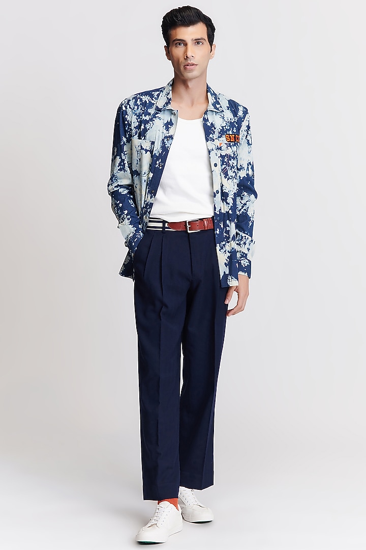 Navy Denim Shacket by S&N by Shantnu Nikhil Men at Pernia's Pop Up Shop