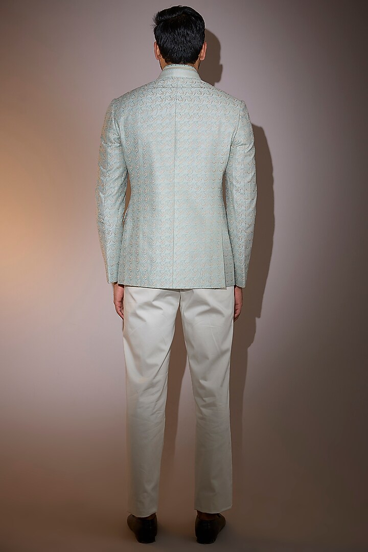 Ivory Cotton Stretch Lycra Straight-Fit Trousers by Shantnu & Nikhil Men at Pernia's Pop Up Shop