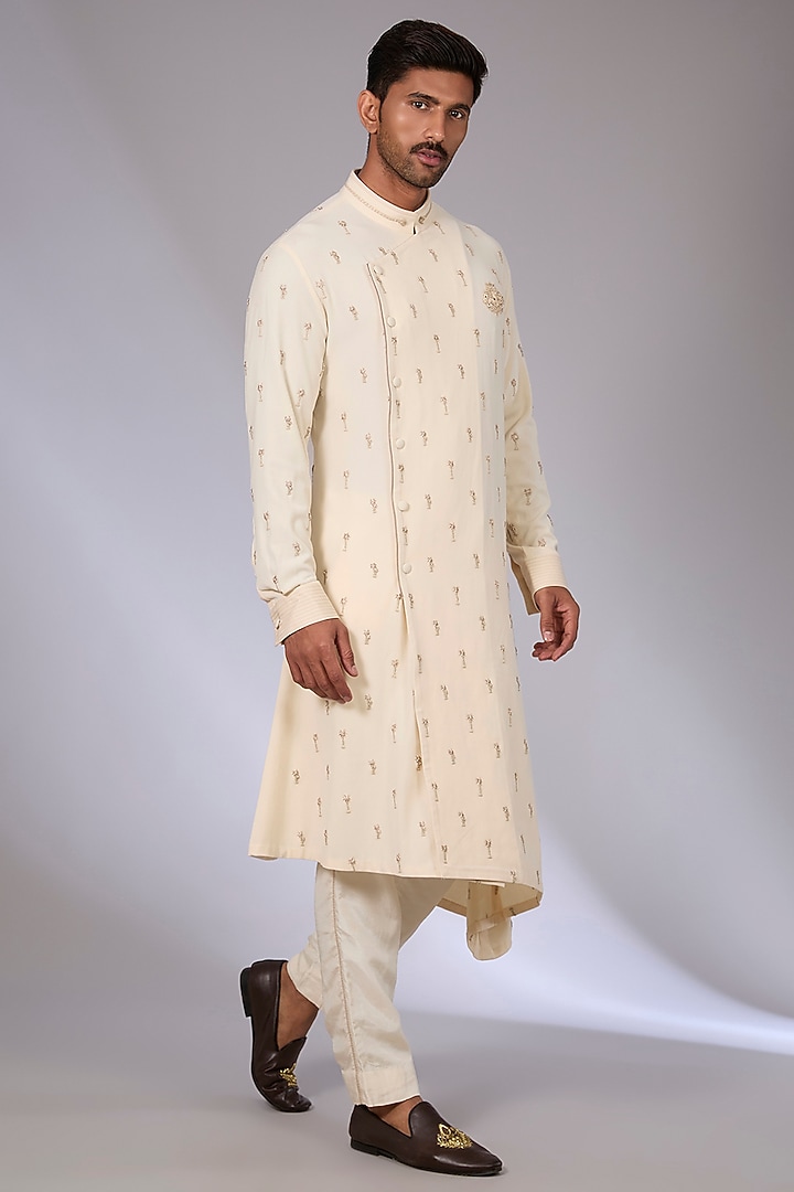 White Sand Rayon Kurta by Shantnu & Nikhil Men