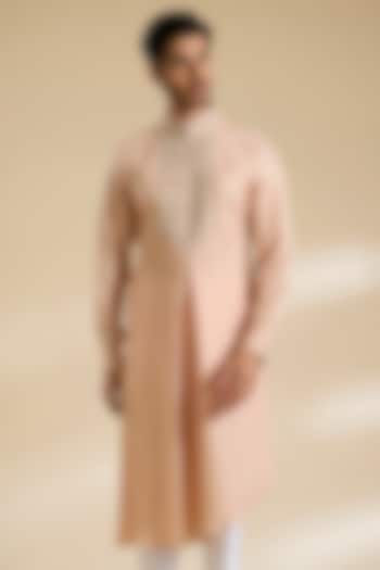 Rose Quartz Poly Embroidered Textured Kurta by Shantnu & Nikhil Men