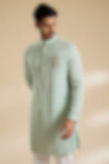 Aquamarine Georgette Embroidered Kurta by Shantnu & Nikhil Men