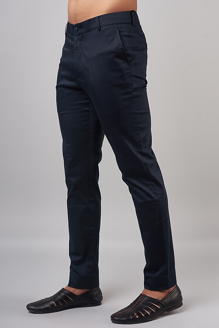 Navy Blue Georgette Printed Nehru Jacket Set by Shantnu & Nikhil Men at Pernia's Pop Up Shop
