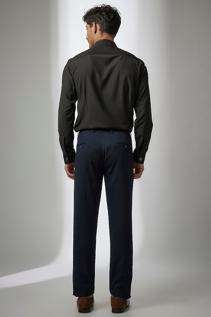 Navy Cotton Twill Pants by Shantnu & Nikhil Men at Pernia's Pop Up Shop