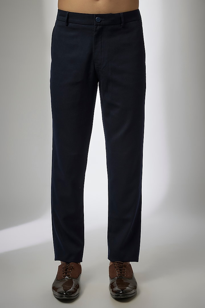 Navy Cotton Twill Pants by Shantnu & Nikhil Men at Pernia's Pop Up Shop