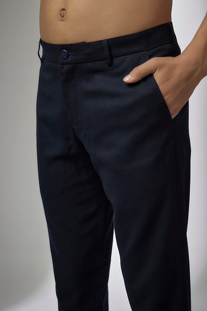 Navy Cotton Twill Pants by Shantnu & Nikhil Men at Pernia's Pop Up Shop
