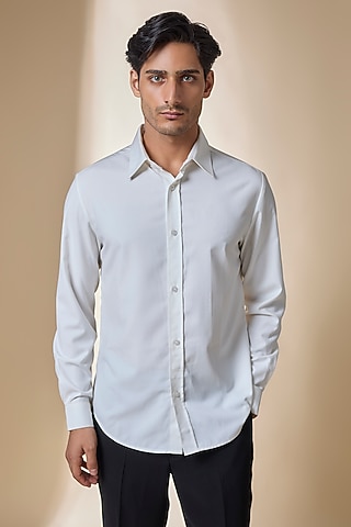 White Cotton Shirt by Shantnu & Nikhil Men