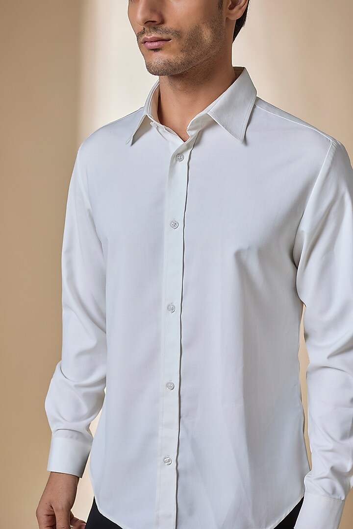White Cotton Wedding Shirt by Shantnu & Nikhil Men at Pernia's Pop Up Shop