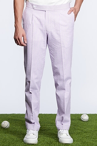 Pink Seersucker Pants by S&N by Shantnu Nikhil Men