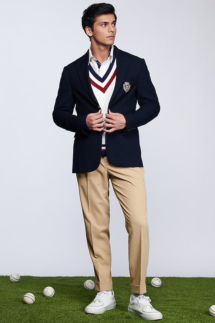 Navy Blue Suiting Jacket by S&N by Shantnu Nikhil Men at Pernia's Pop Up Shop